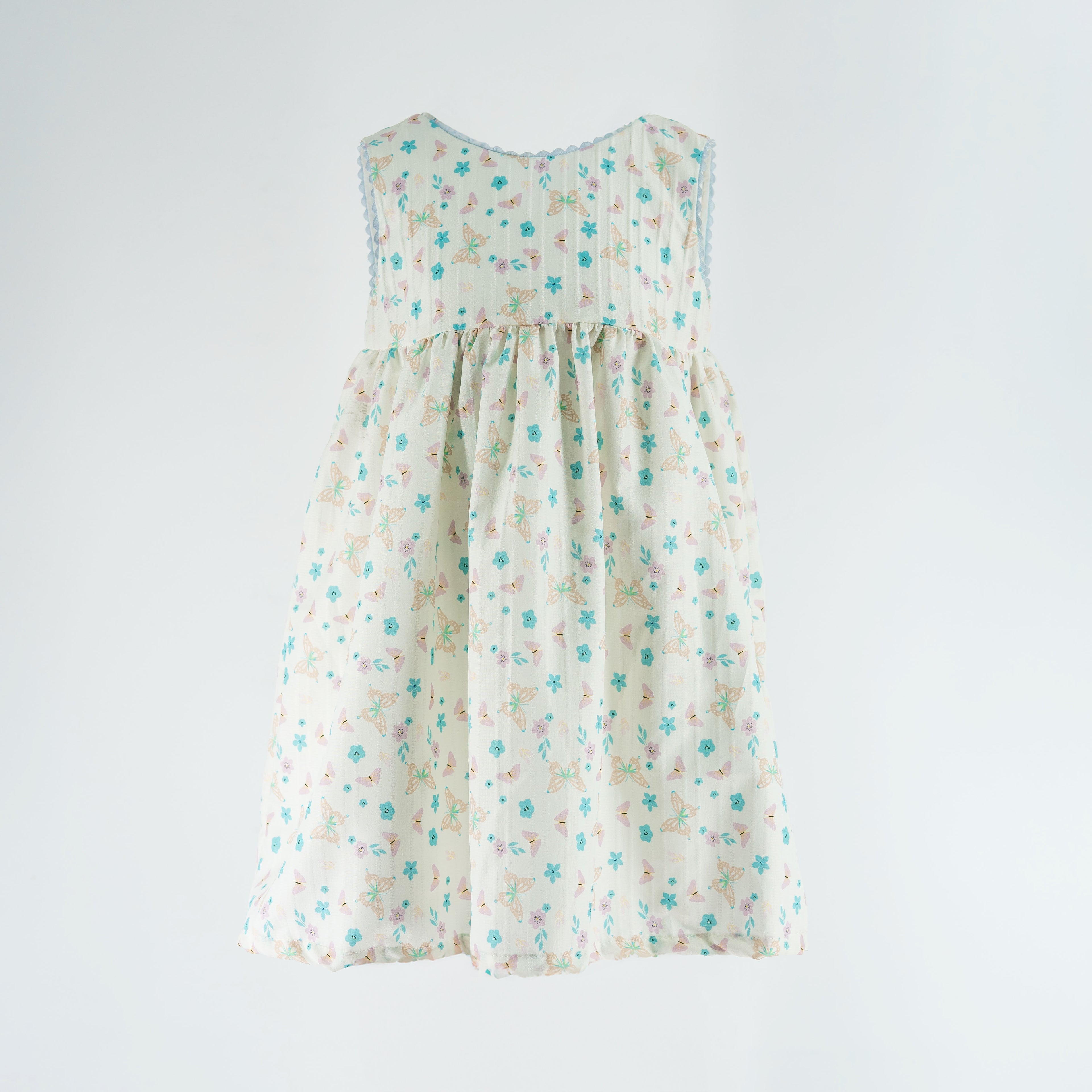 Dress White - Butterflies & Flowers Printed-27390