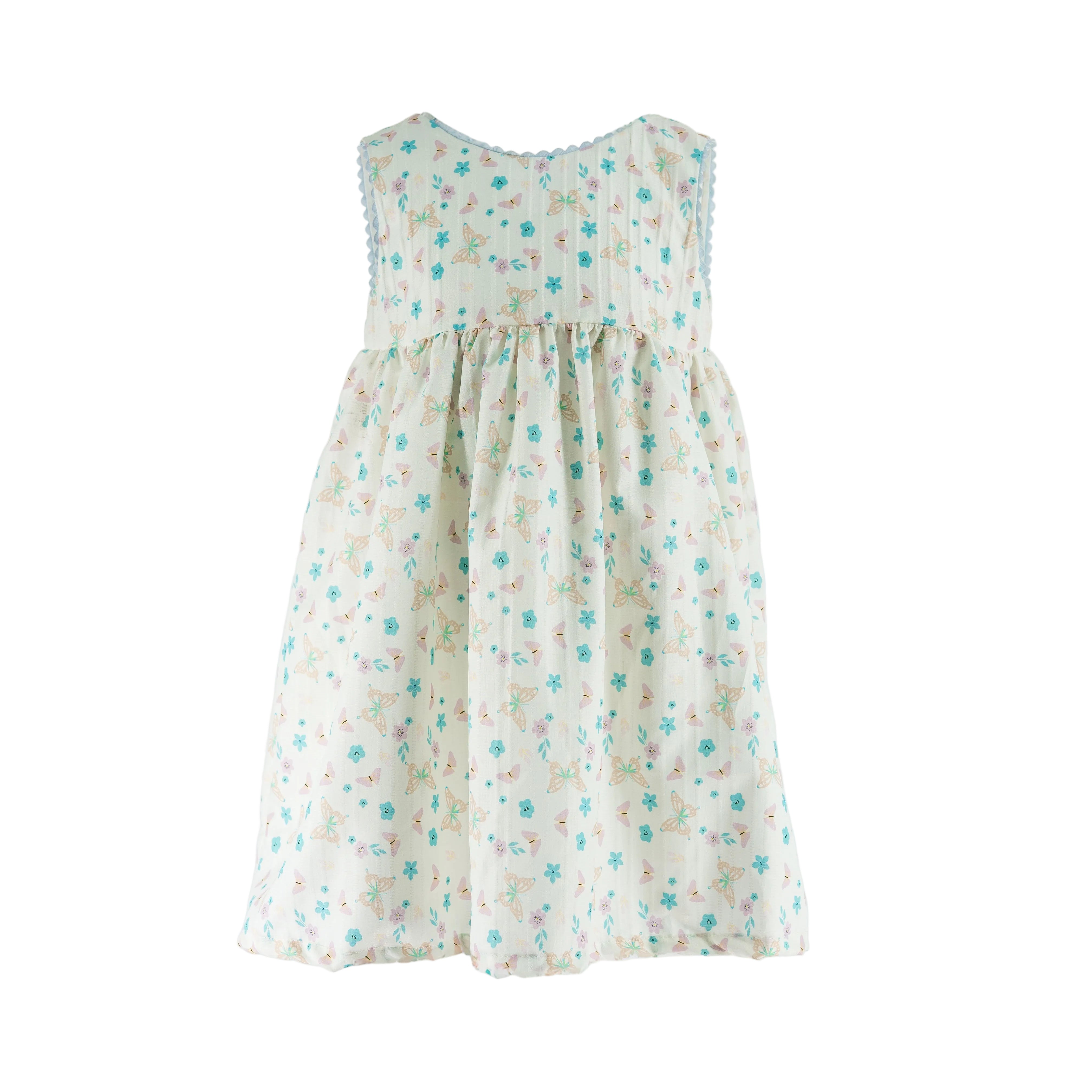 Dress White - Butterflies & Flowers Printed-27390