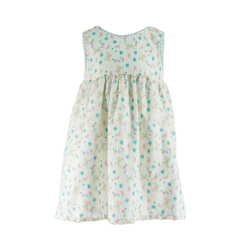 Dress White - Butterflies & Flowers Printed-27390