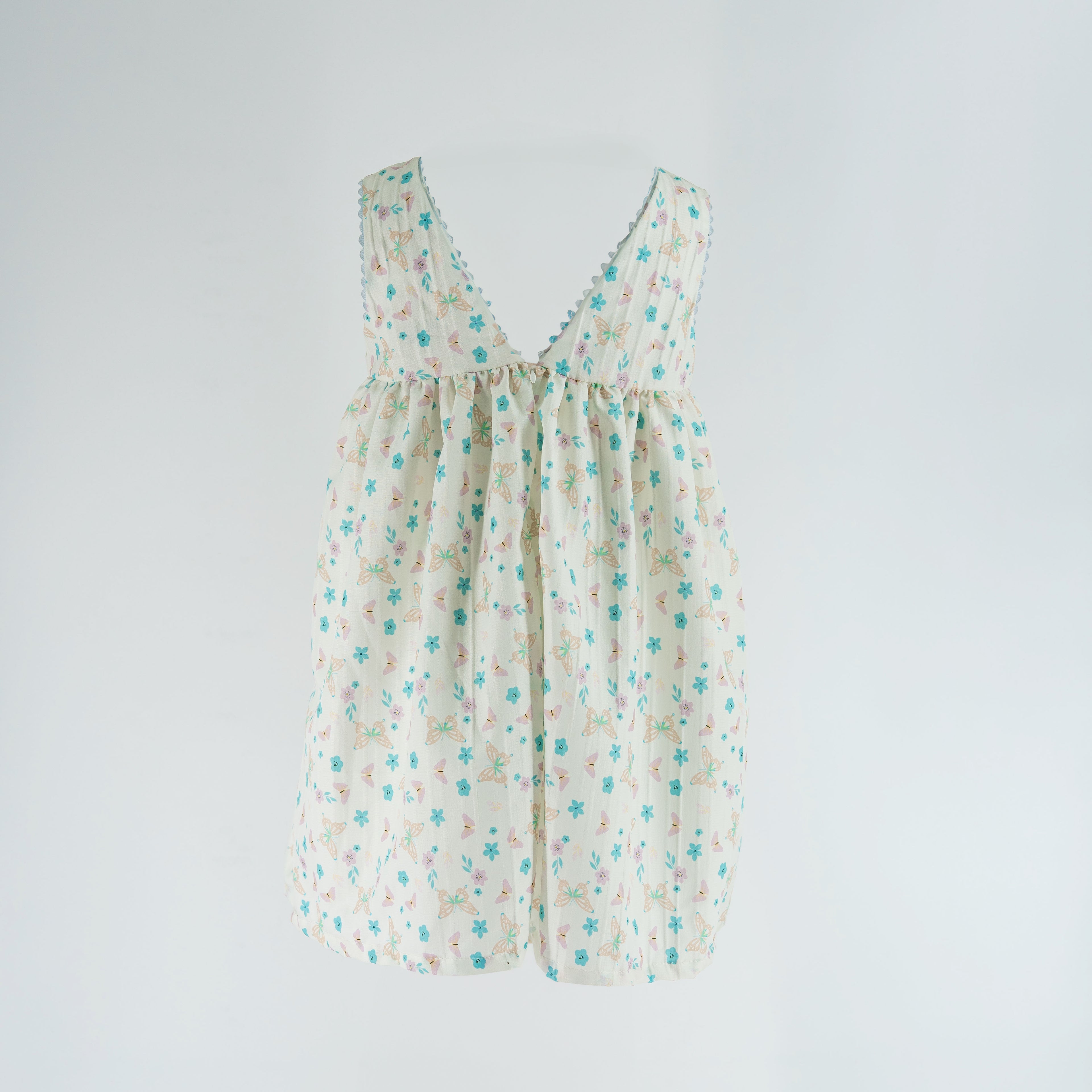 Dress White - Butterflies & Flowers Printed-27390