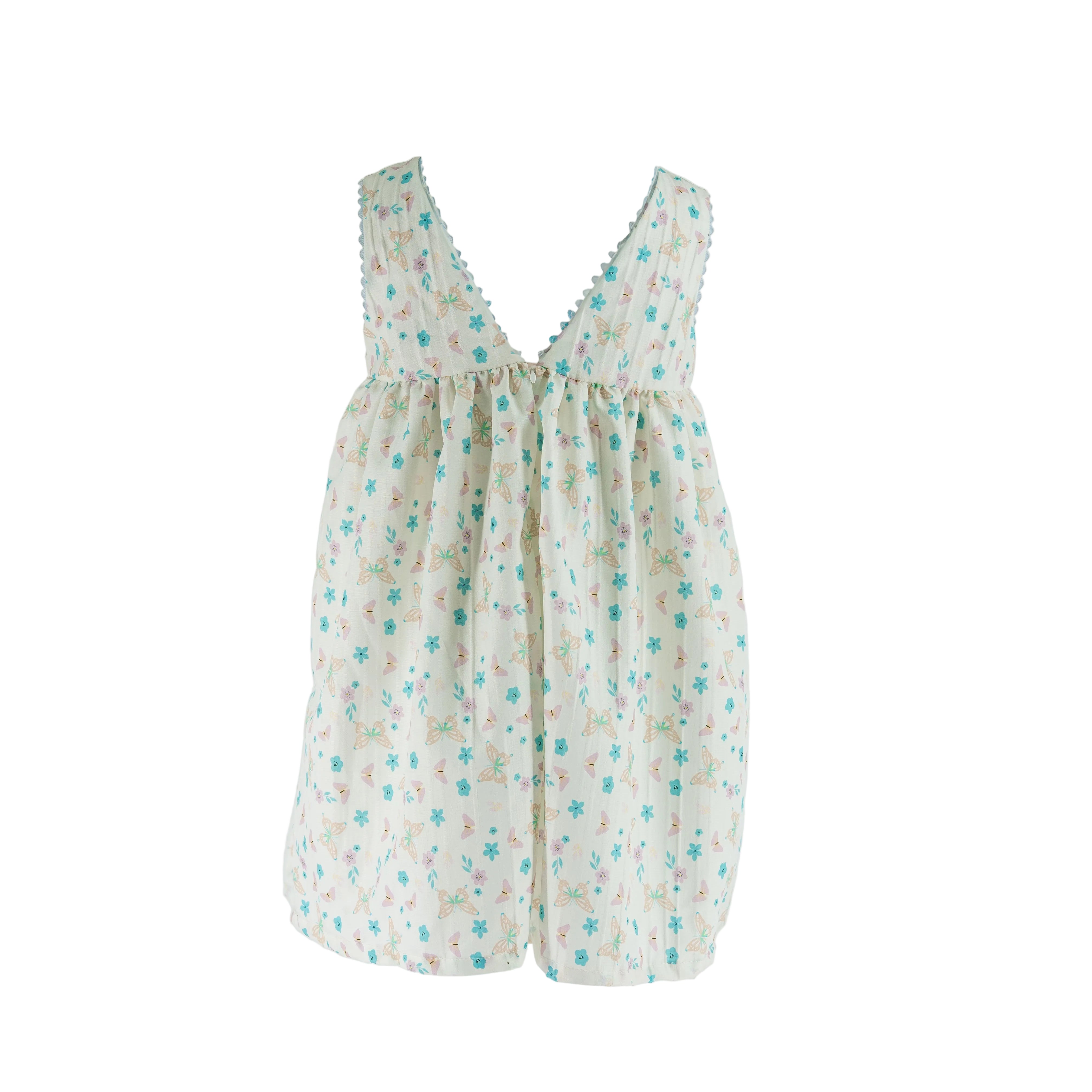 Dress White - Butterflies & Flowers Printed-27390