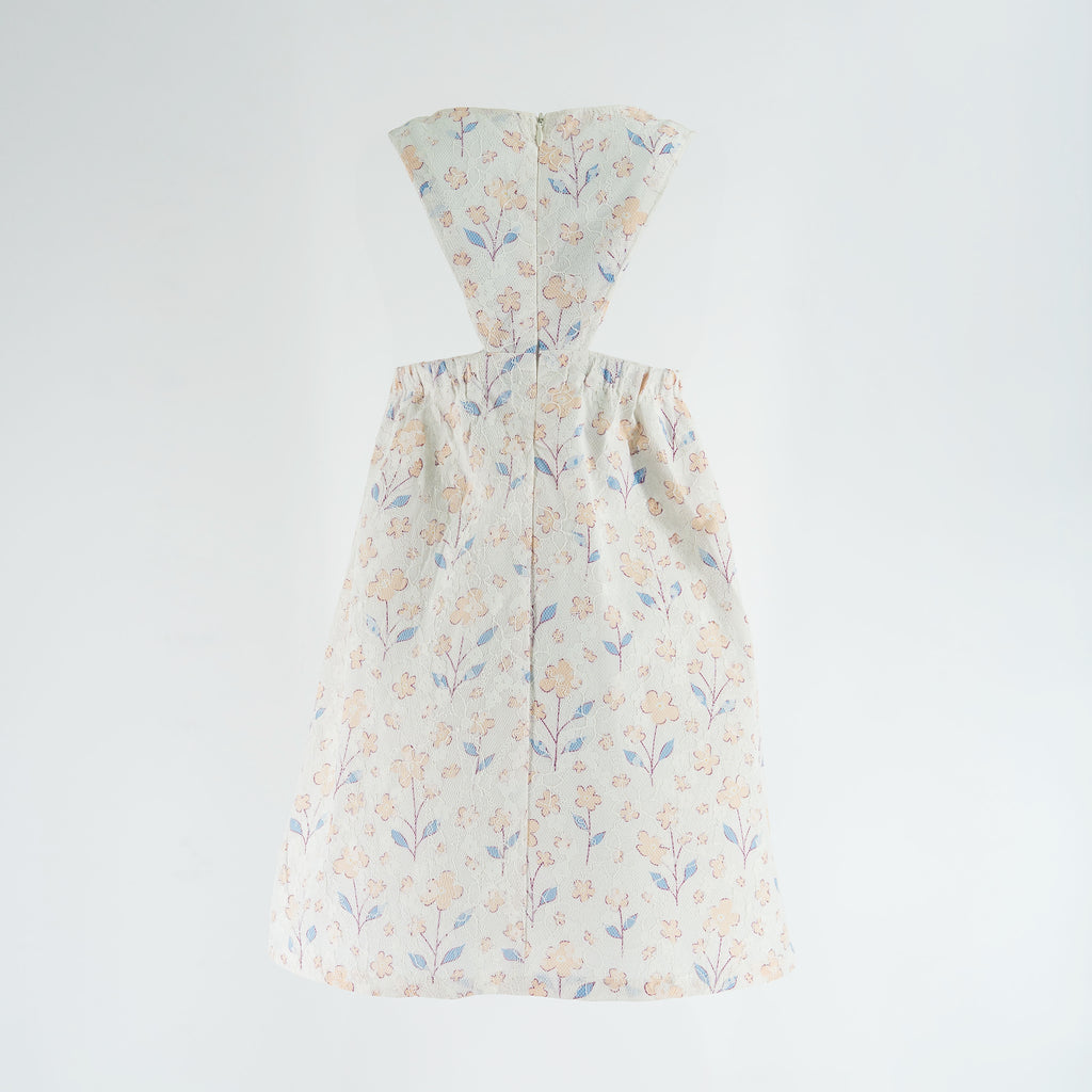 Dress Lace Off-white - Brown flowers-27611