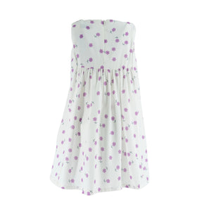Dress White - Purple flowers printed - S.Less-27627