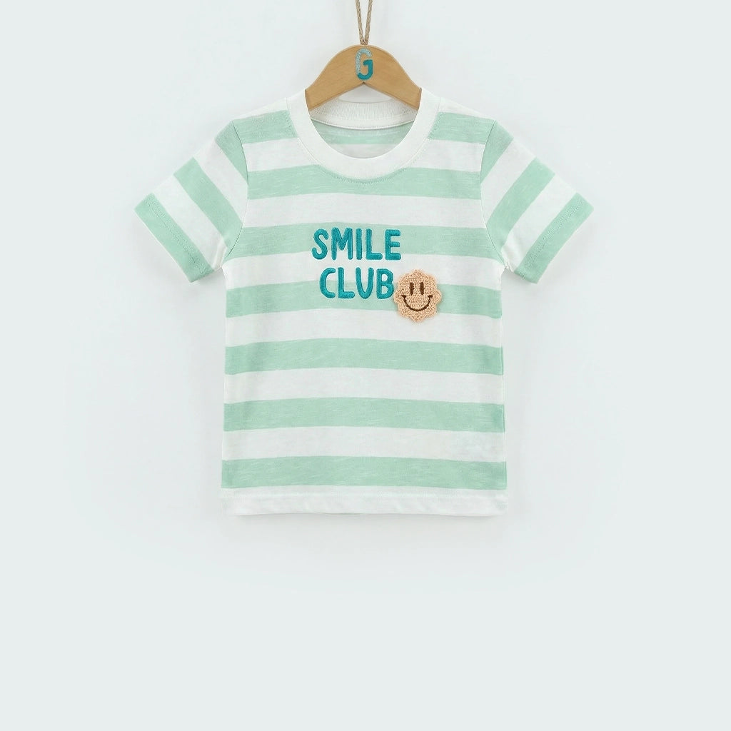 Crewneck White,L.blue stripes- Smile Club-27637