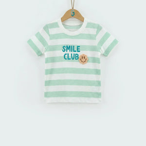 Crewneck White,L.blue stripes- Smile Club-27637