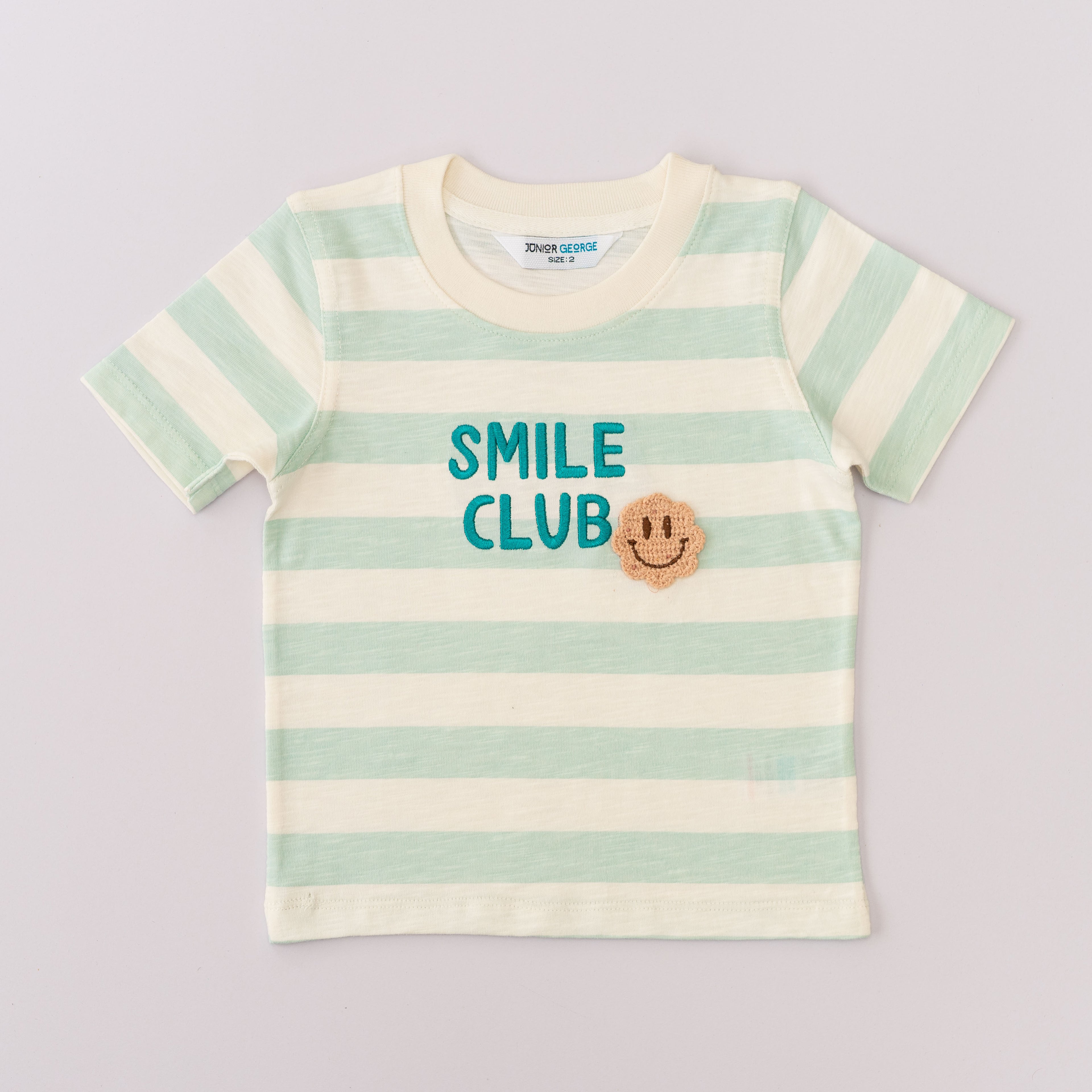 Crewneck White,L.blue stripes- Smile Club-27637