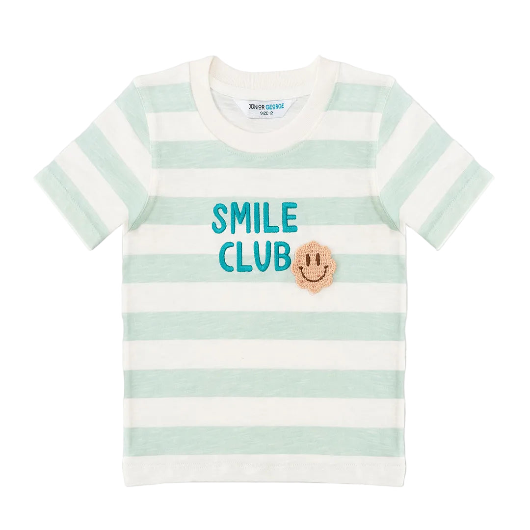 Crewneck White,L.blue stripes- Smile Club-27637