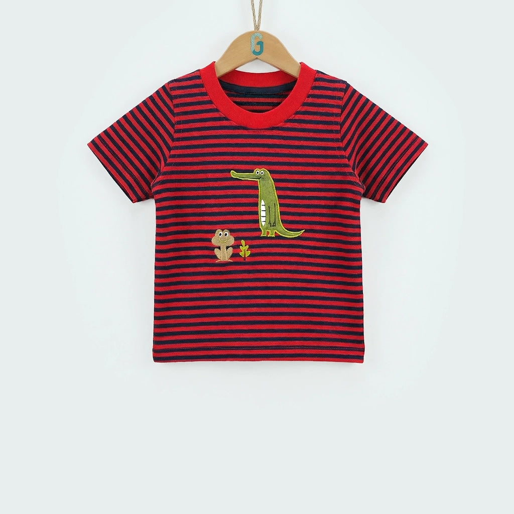 Crewneck Red, N.blue Stripes - Crocodile-27680