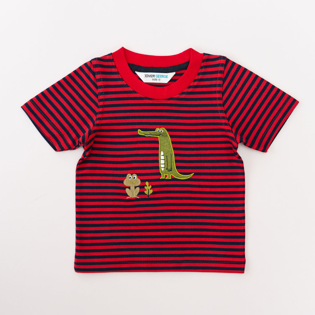Crewneck Red, N.blue Stripes - Crocodile-27680