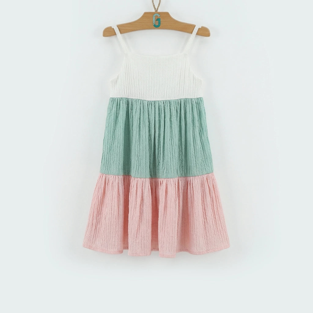 Dress Pink, Green, White - Strappy-27685