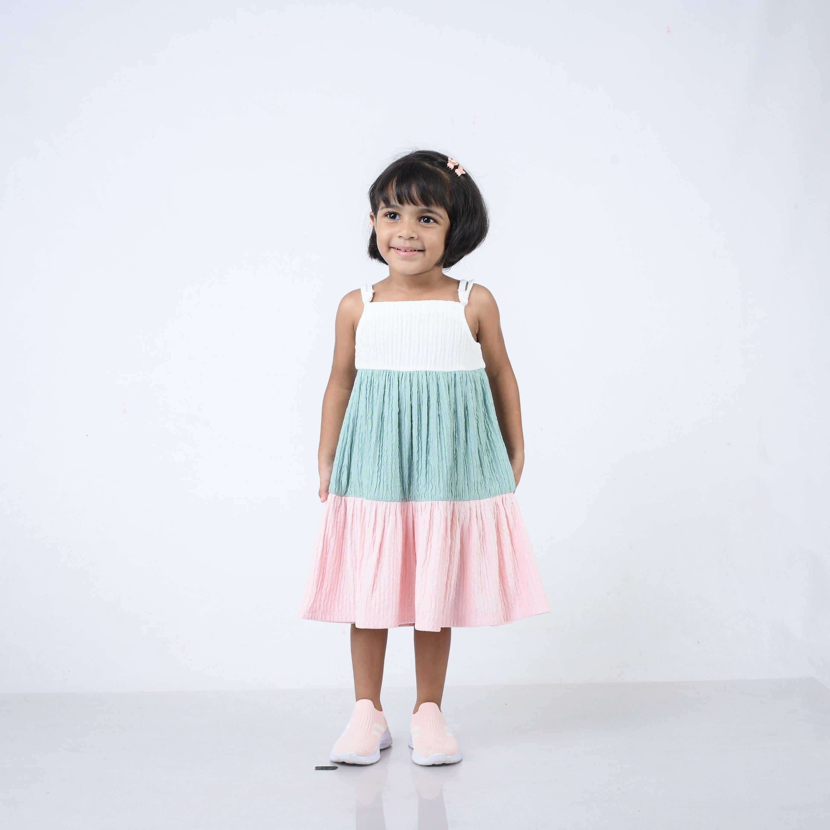 Dress Pink, Green, White - Strappy-27685