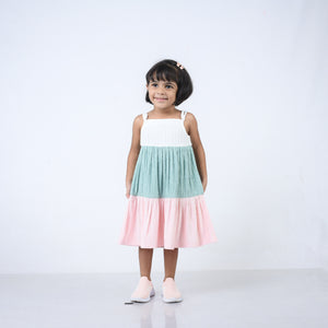 Dress Pink, Green, White - Strappy-27685