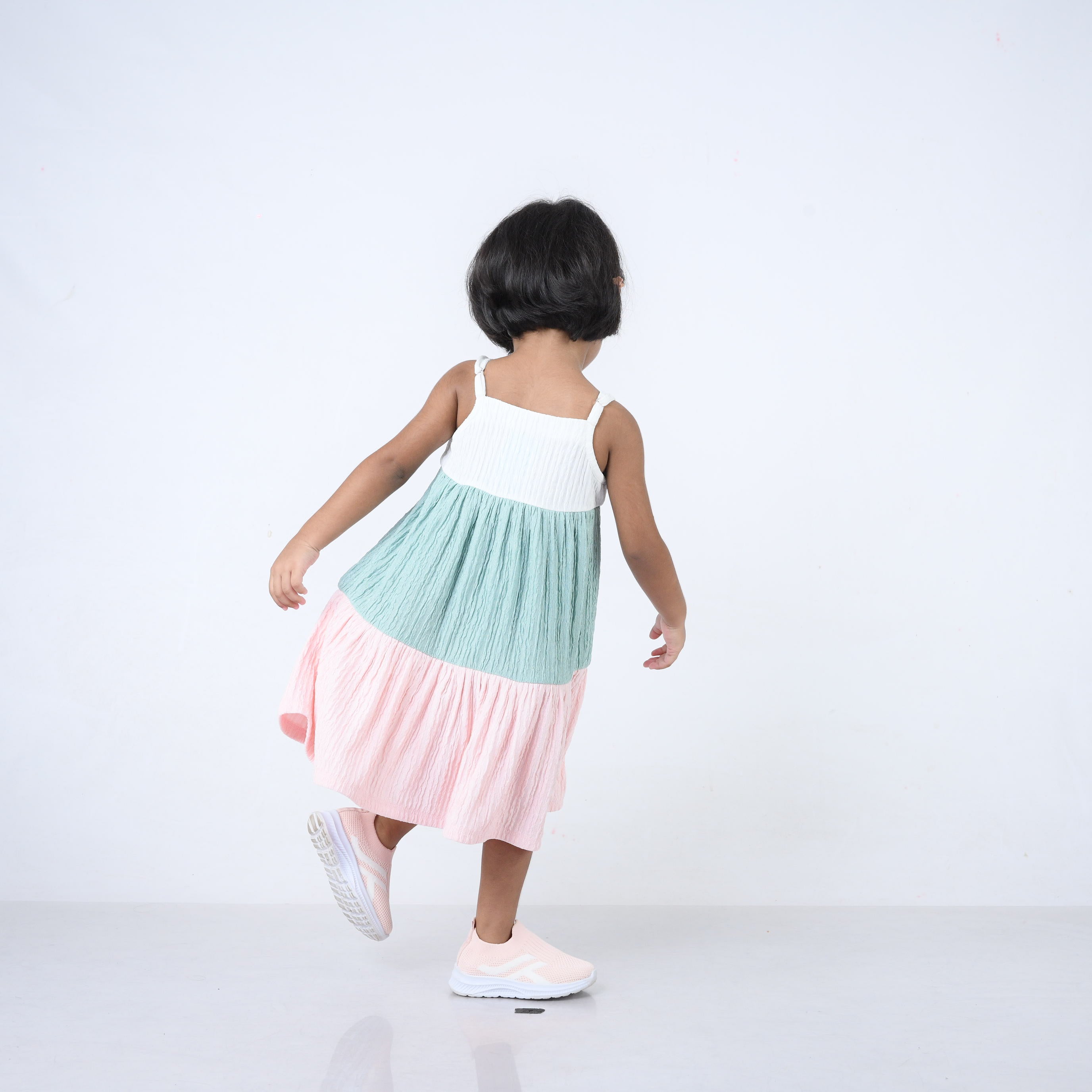 Dress Pink, Green, White - Strappy-27685