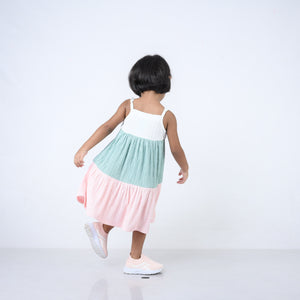 Dress Pink, Green, White - Strappy-27685