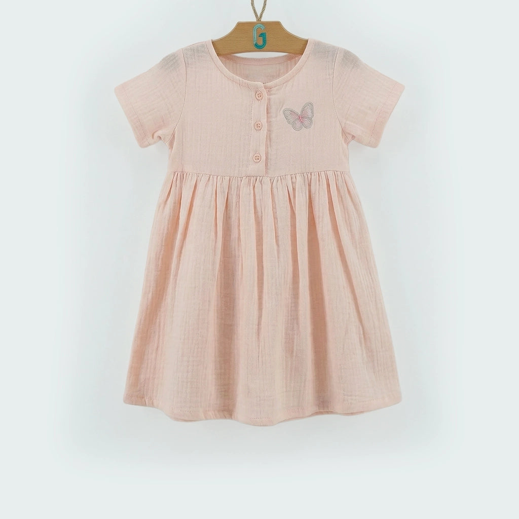 Dress Knit Pink With Butter Fly Attached-27706