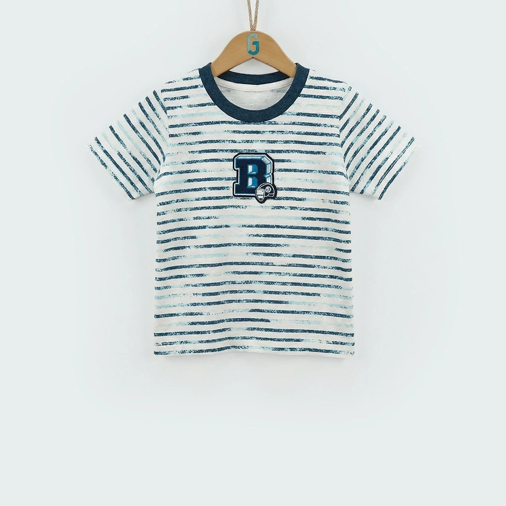 Crewneck White , Blue Stripes - B-27711