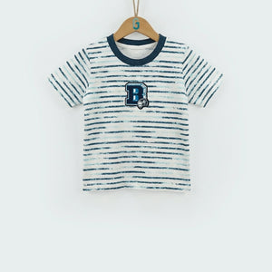 Crewneck White , Blue Stripes - B-27711
