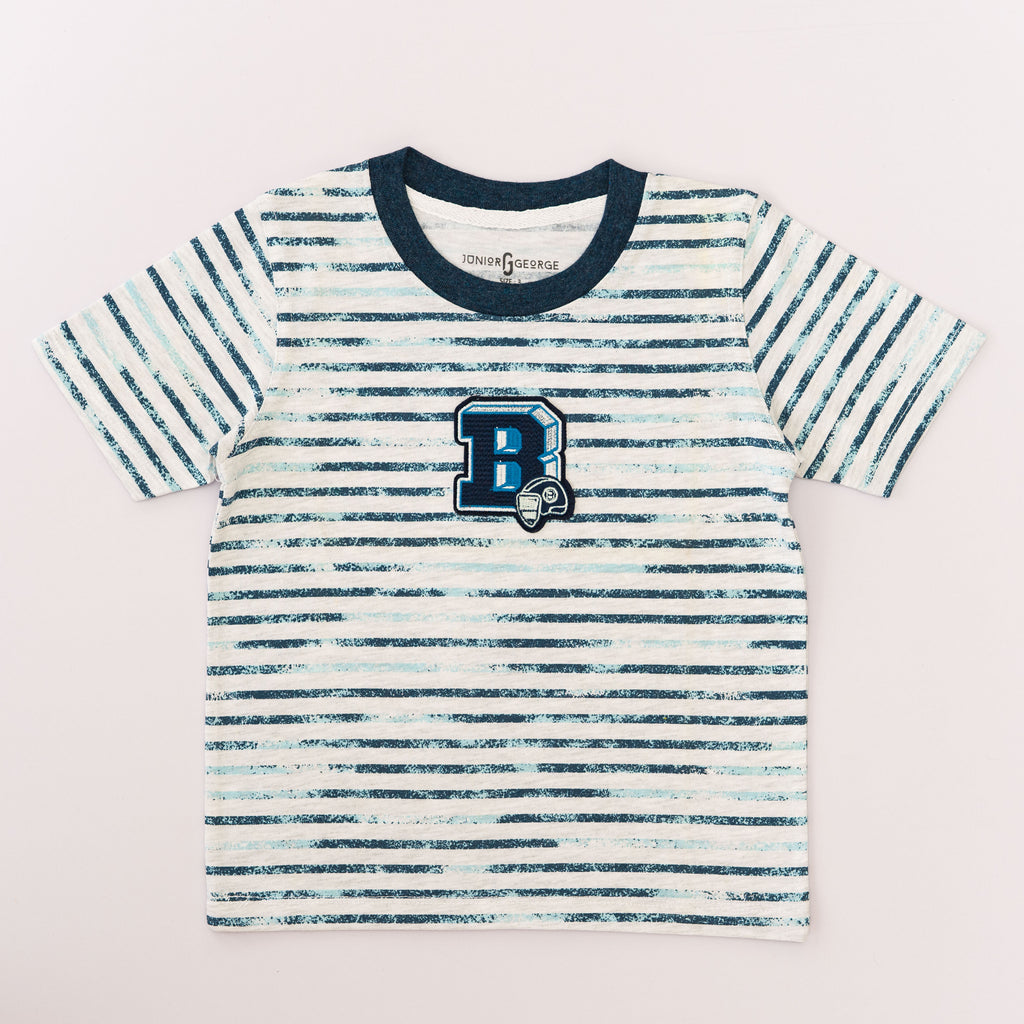 Crewneck White , Blue Stripes - B-27711