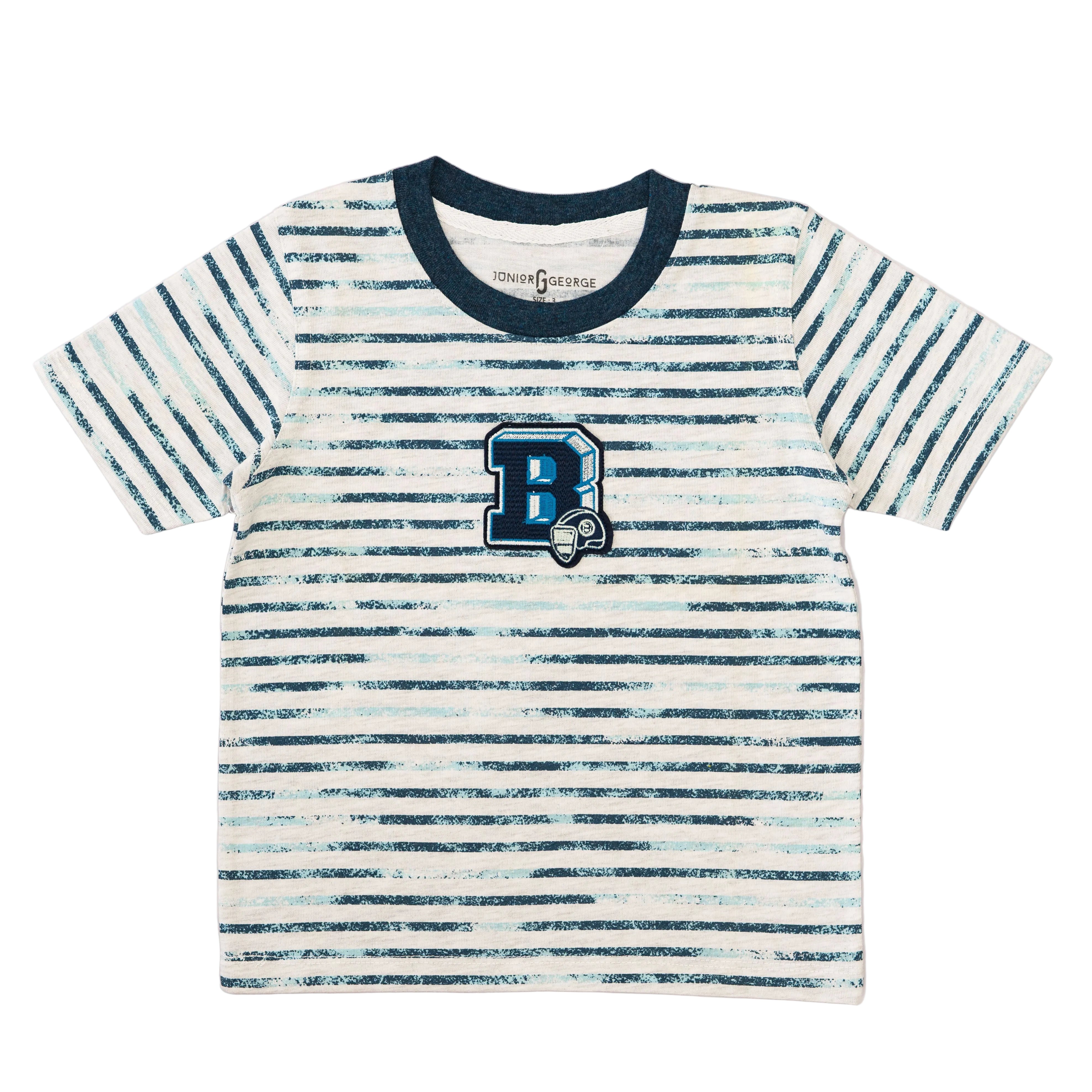 Crewneck White , Blue Stripes - B-27711