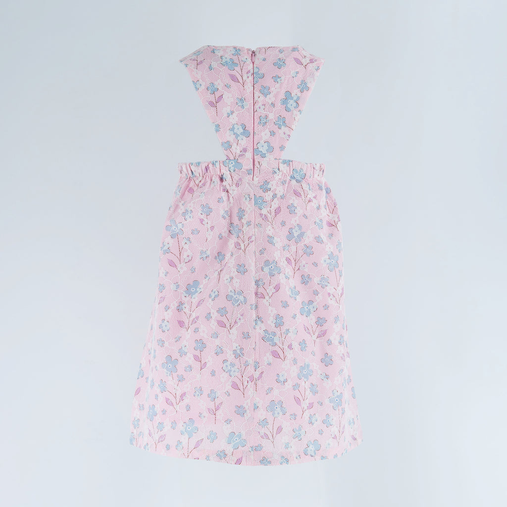 Dress Lace Pink - Blue Flowers-27714