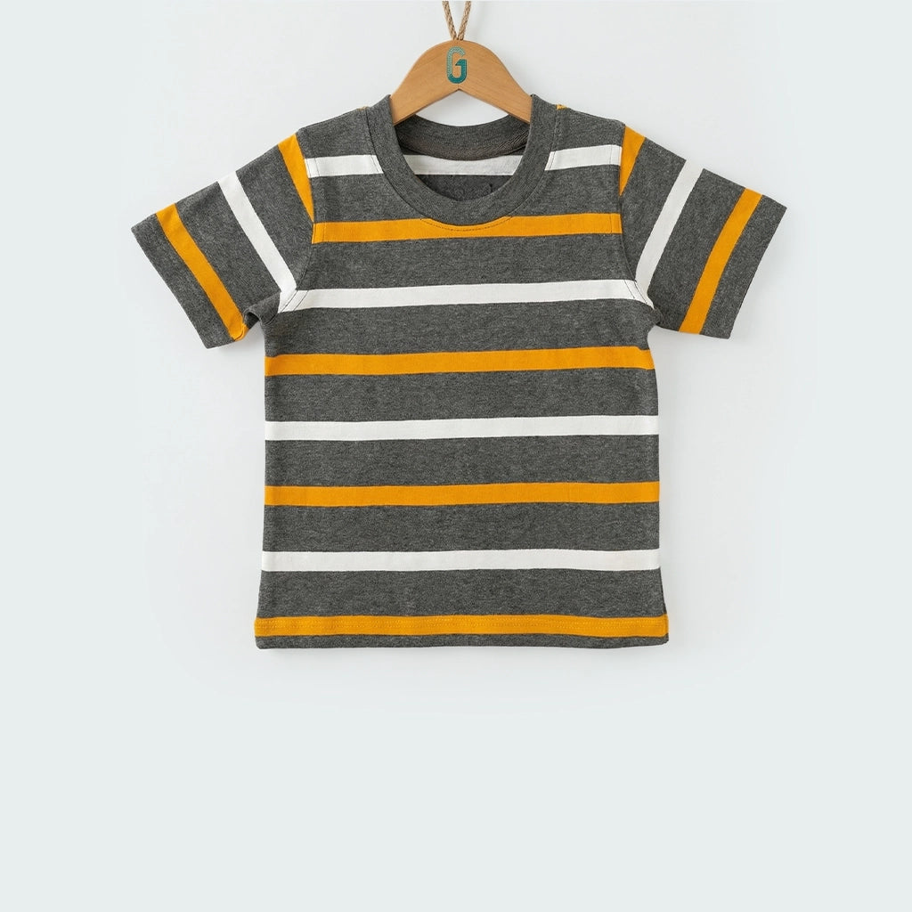 Crewneck Stripes Mustard White Gray - 27719