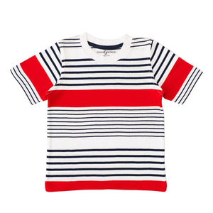Crewneck White - N.blue, Red Stripes-27721