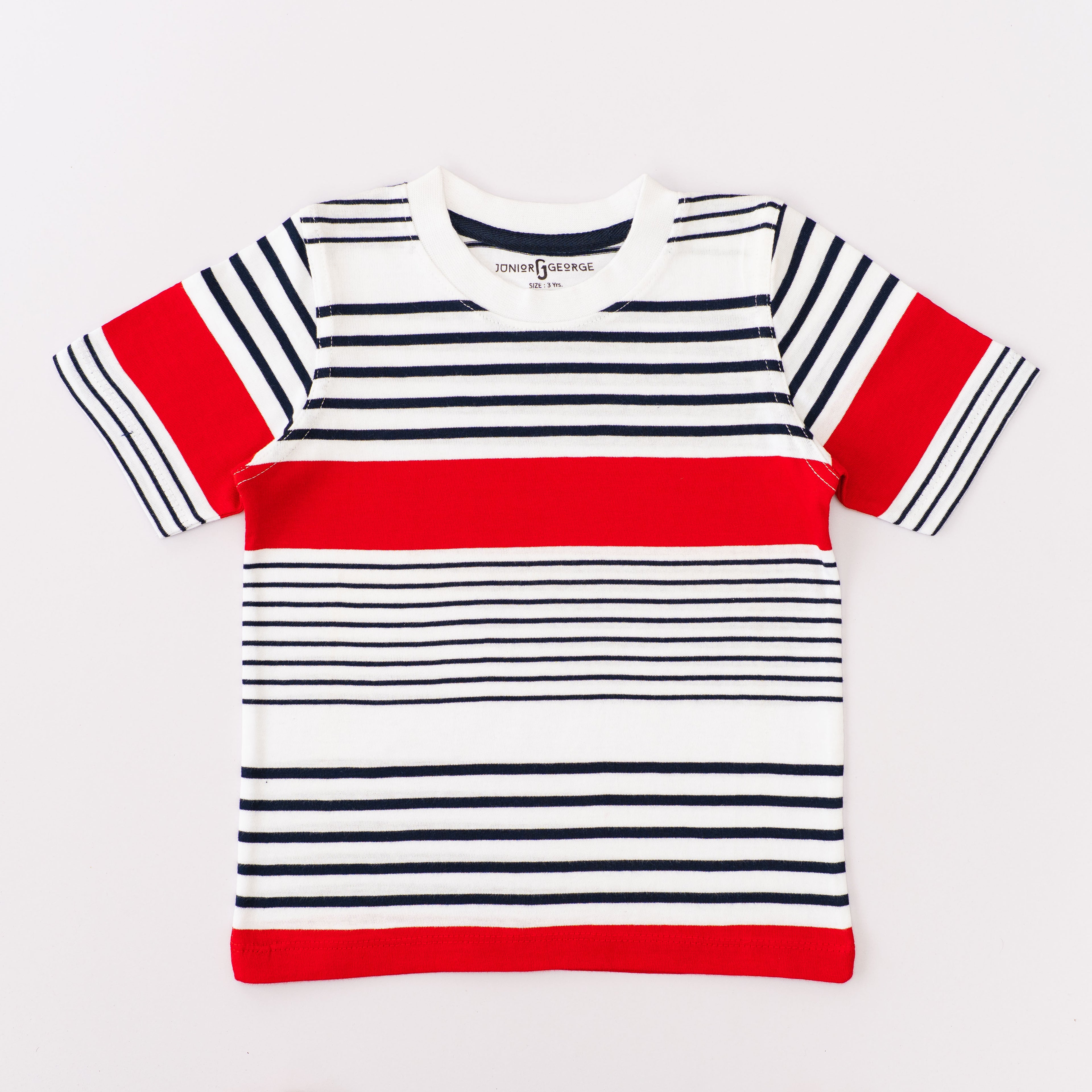 Crewneck White - N.blue, Red Stripes-27721