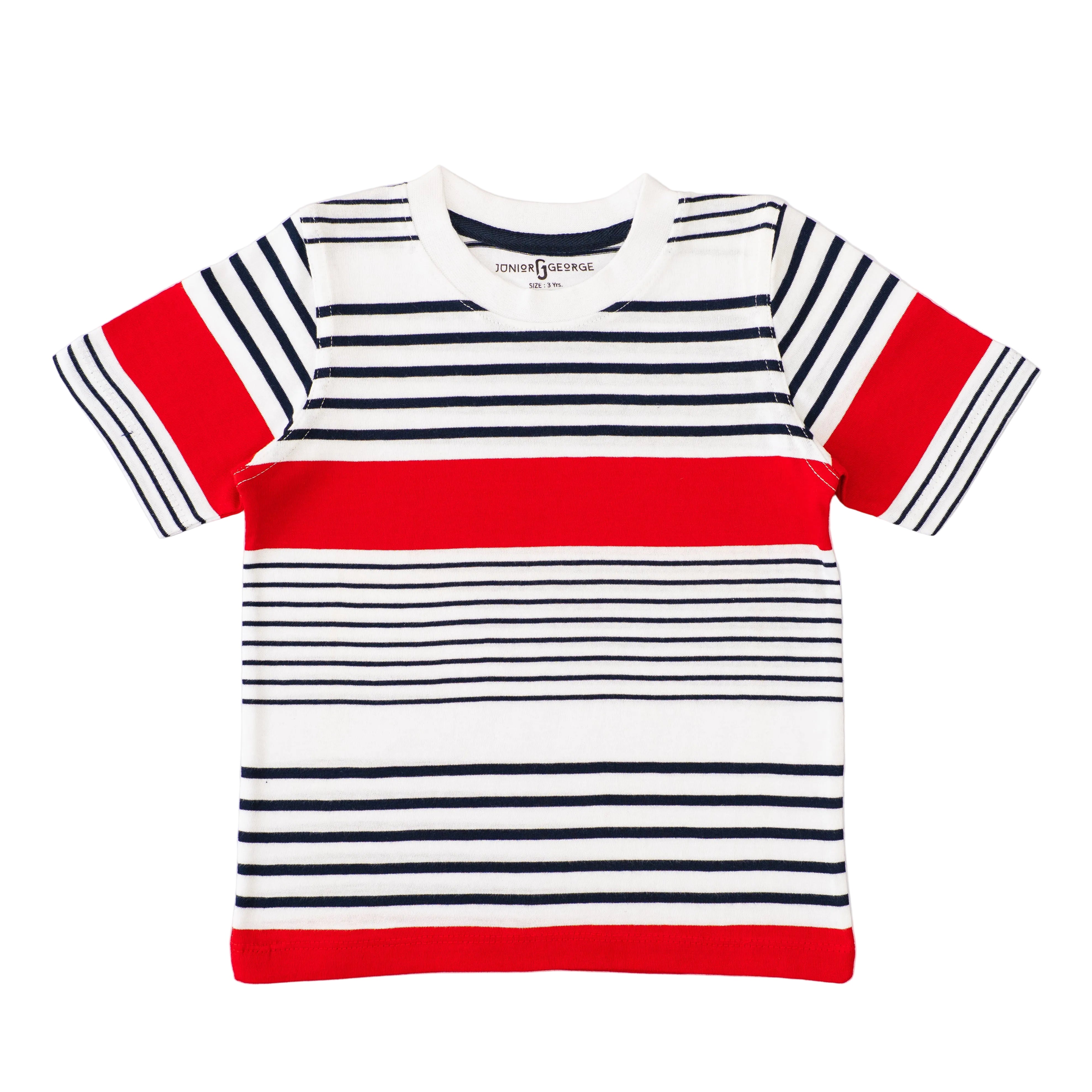 Crewneck White - N.blue, Red Stripes-27721
