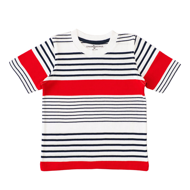 Crewneck White - N.blue, Red Stripes-27721