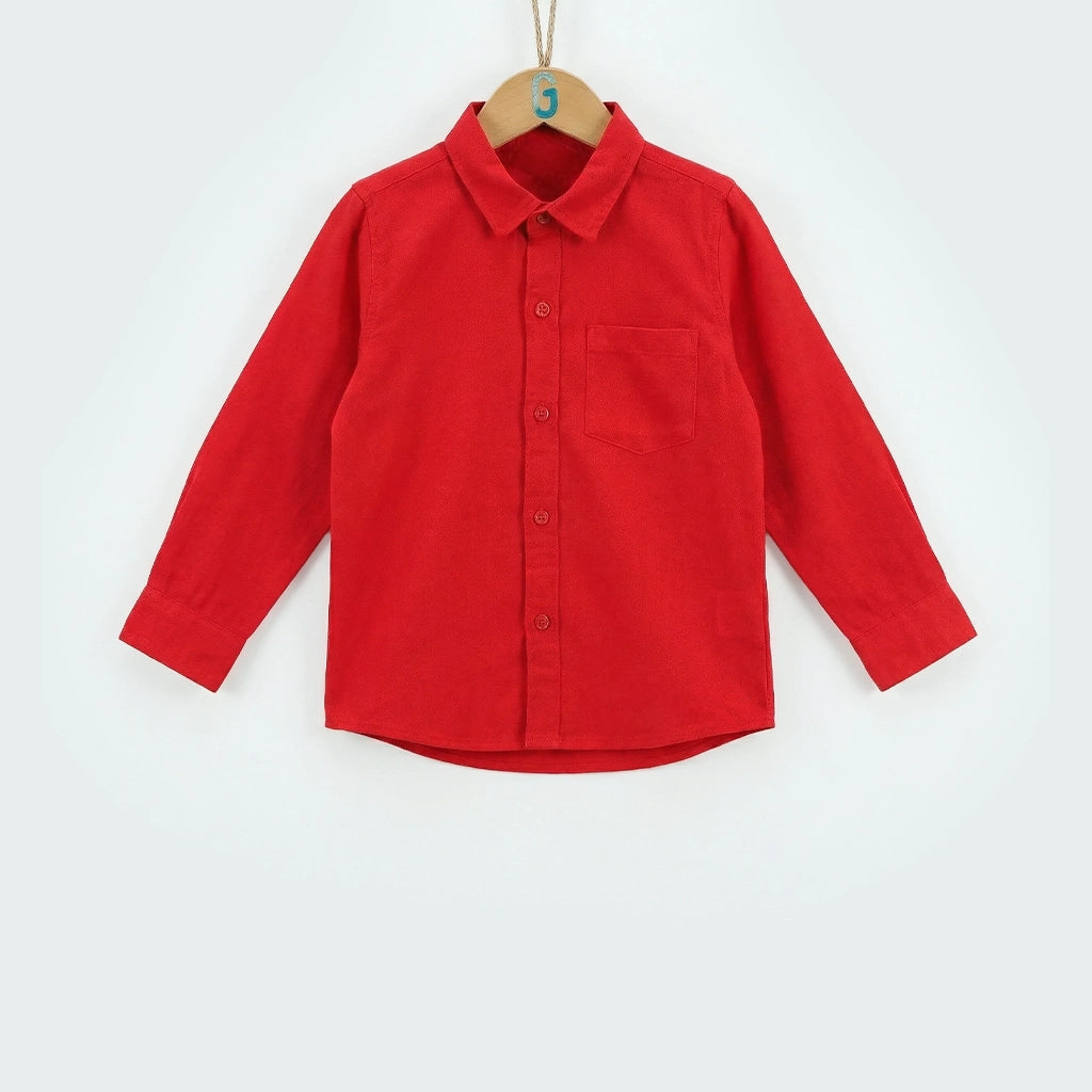 Shirt Long Sleeves - Plain Red-27744