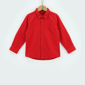 Shirt Long Sleeves - Plain Red-27744