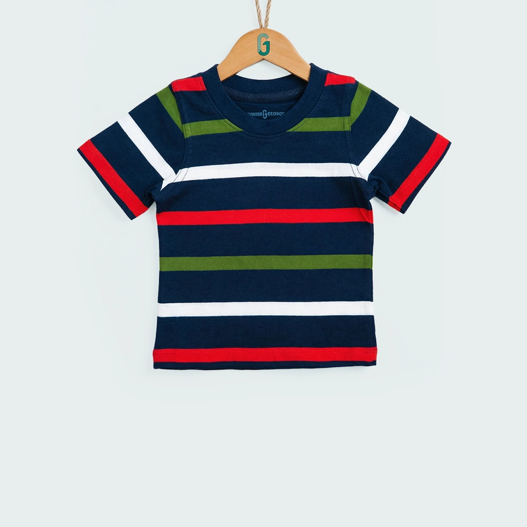 Crewneck Navy blue-white, red, green Stripes-27746