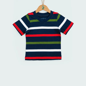 Crewneck Navy blue-white, red, green Stripes-27746