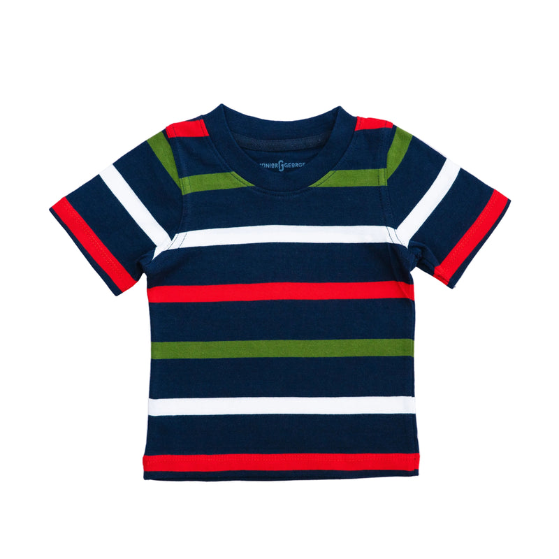 Crewneck Navy blue-white, red, green Stripes-27746