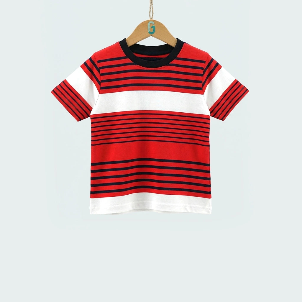 Crewneck Red - N.blue, White Stripes-27772