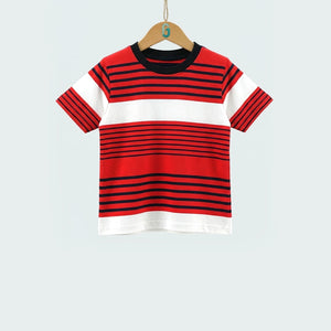 Crewneck Red - N.blue, White Stripes-27772