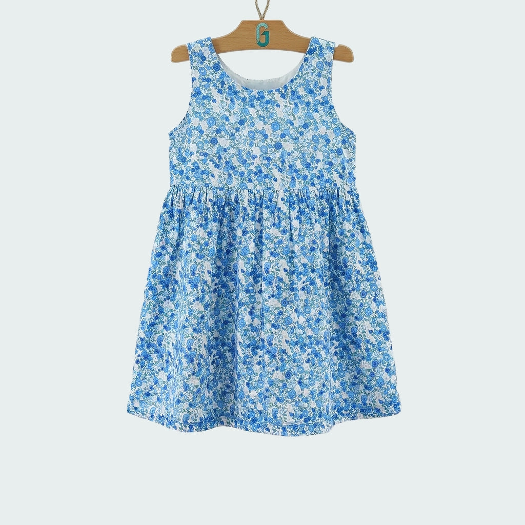 Dress Blue - Tiny flowers printed-27789