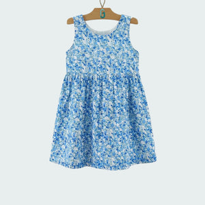 Dress Blue - Tiny flowers printed-27789