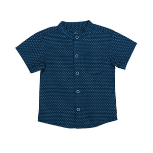Shirt Navy blue- White dot printed-27791