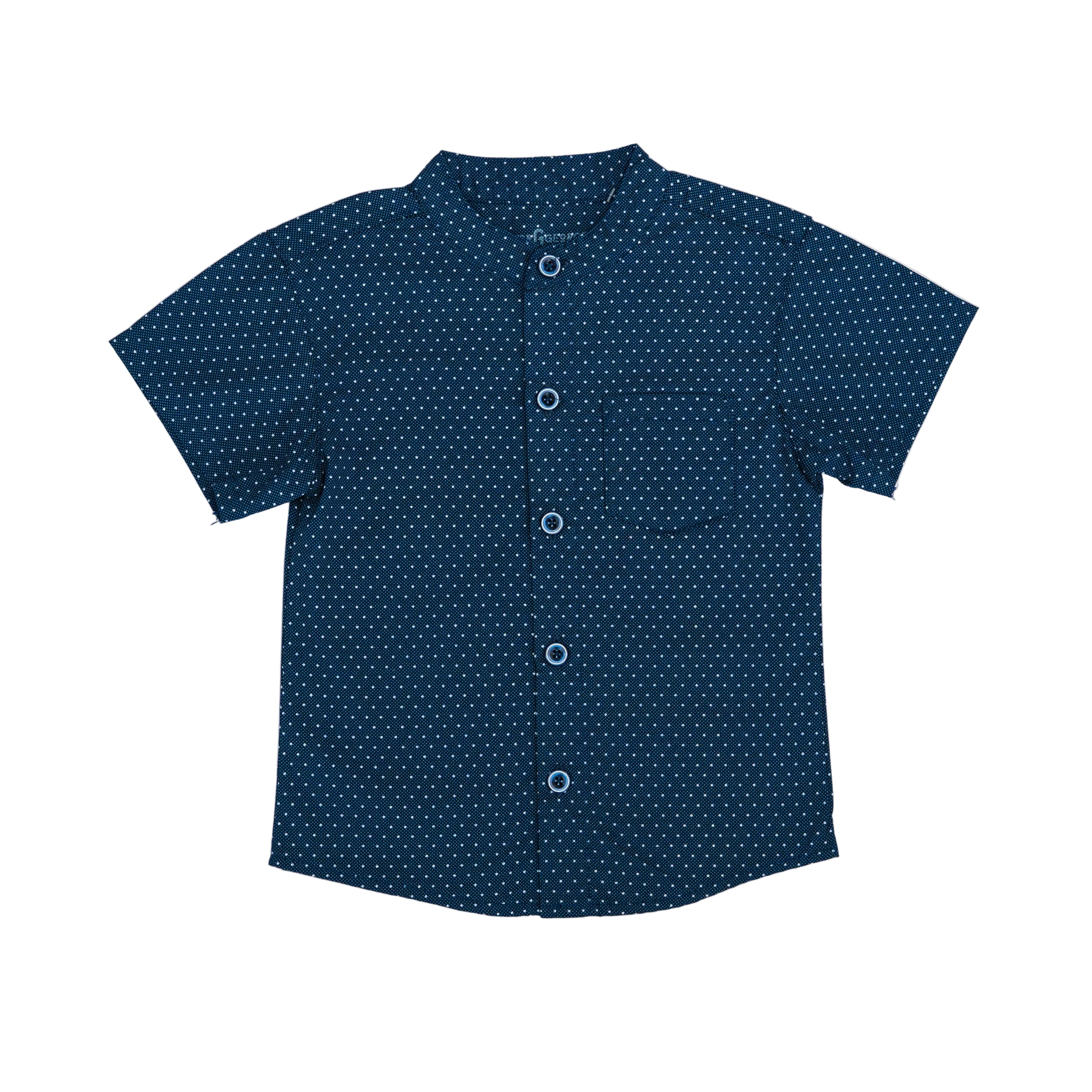 Shirt Navy blue- White dot printed-27791