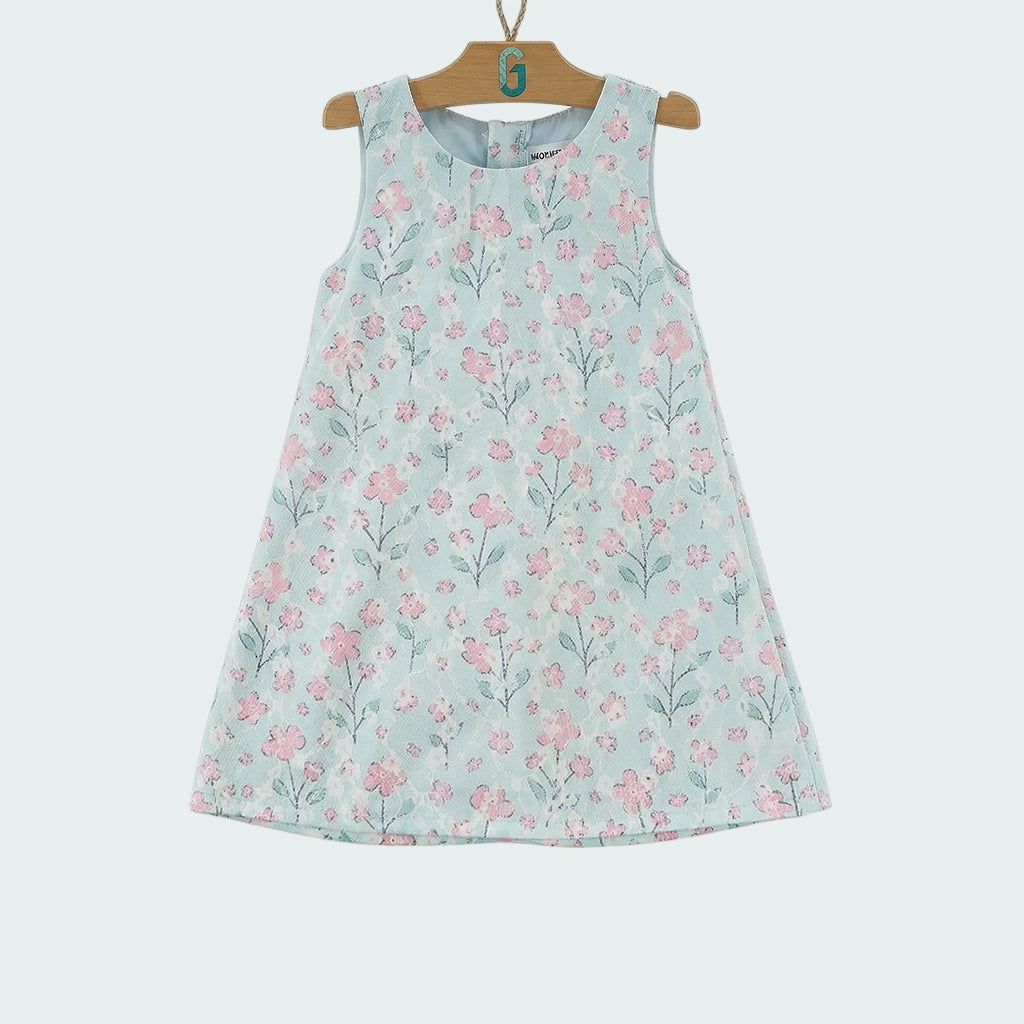 Dress Lace Light Blue - Pink flowers-27796