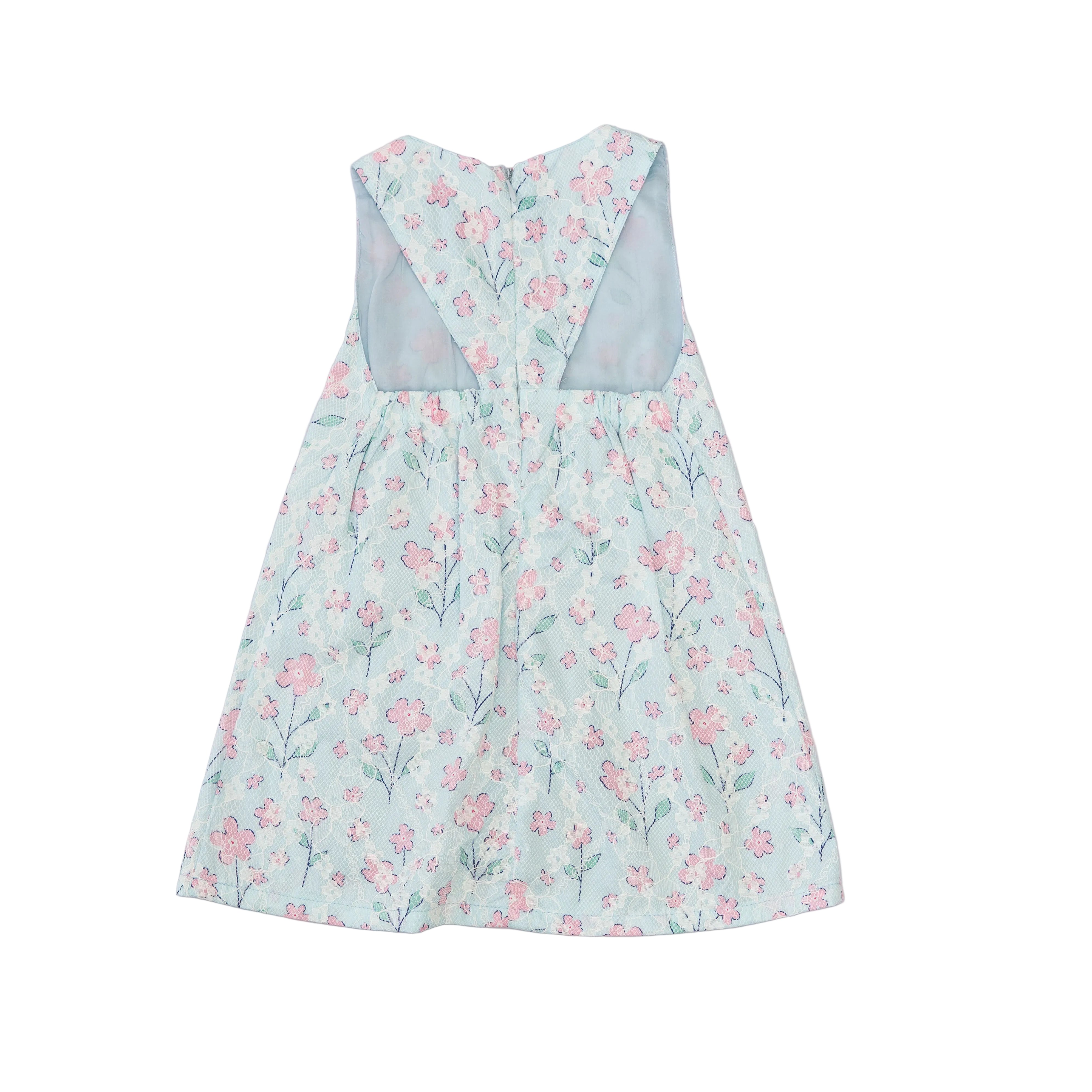 Dress Lace Light Blue - Pink flowers-27796