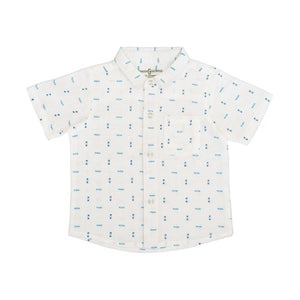 Shirt White - L.blue, N.blue Squares Printed-27803