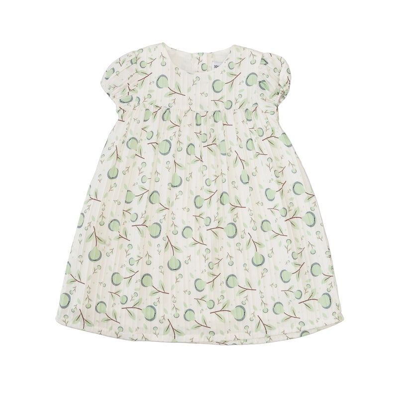 Dress white Green Olives printed-27832