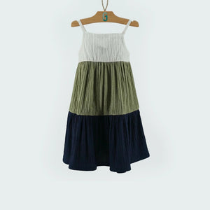 Dress white,green,blue - Strappy-27838