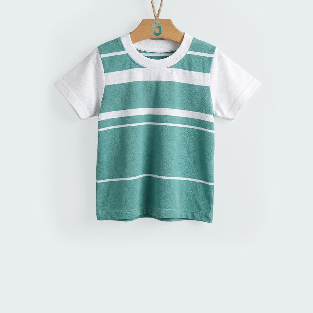 Crewneck White - Green stripes-27848