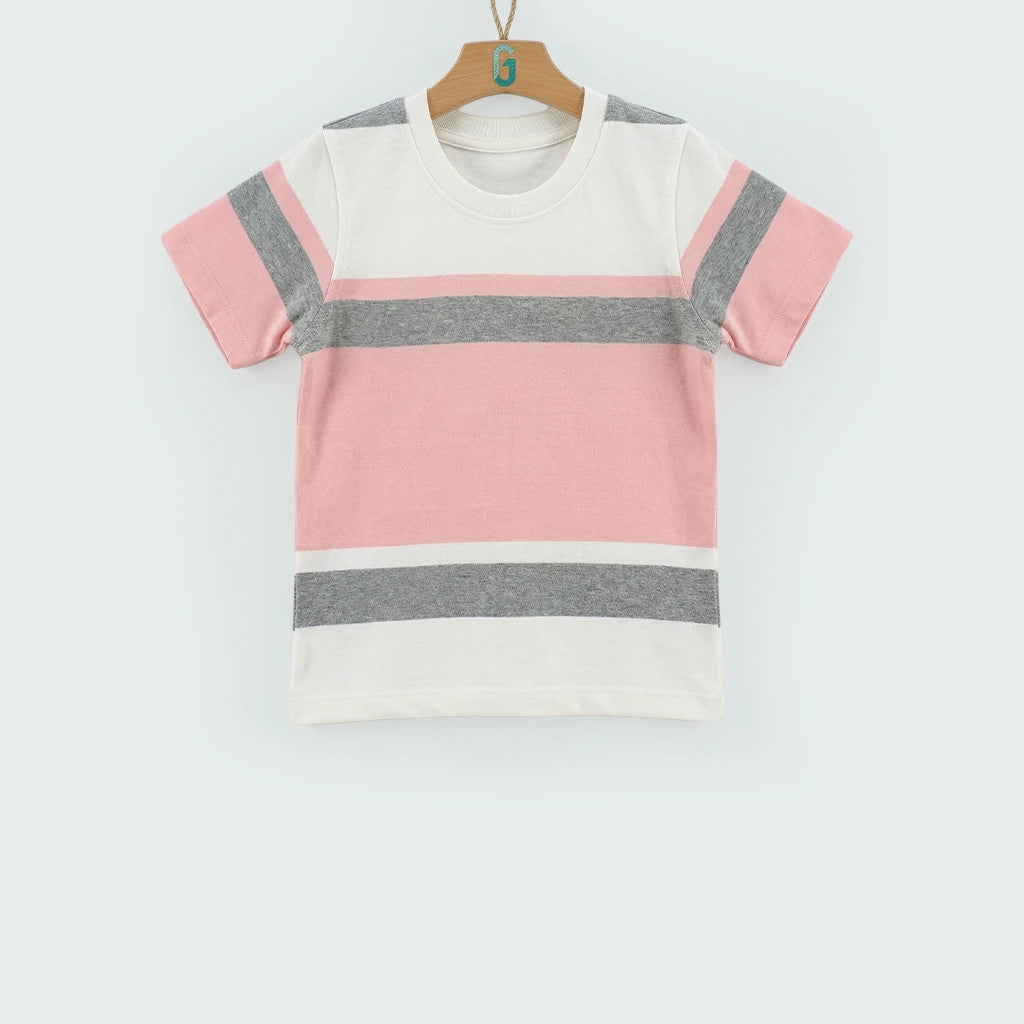 Crewneck White - Pink, Gray - Stripes-27874