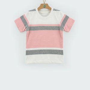 Crewneck White - Pink, Gray - Stripes-27874