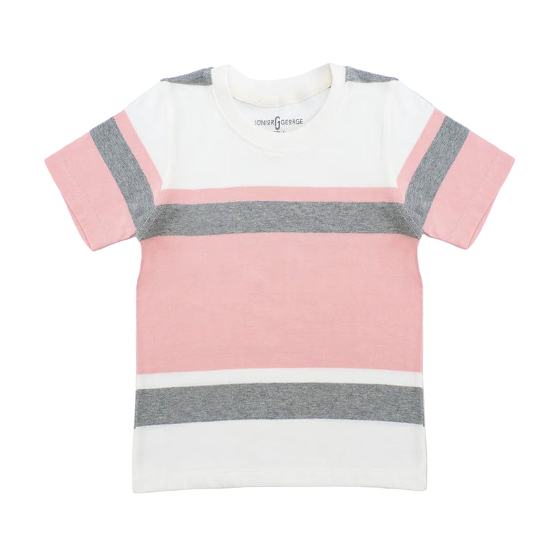 Crewneck White - Pink, Gray - Stripes-27874