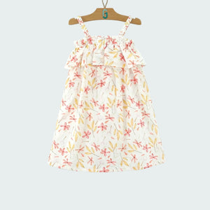 Dress White - Pink flowers - Strappy-27884